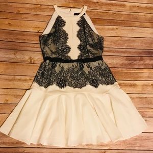 BCBG Leyla halter dress in white and black